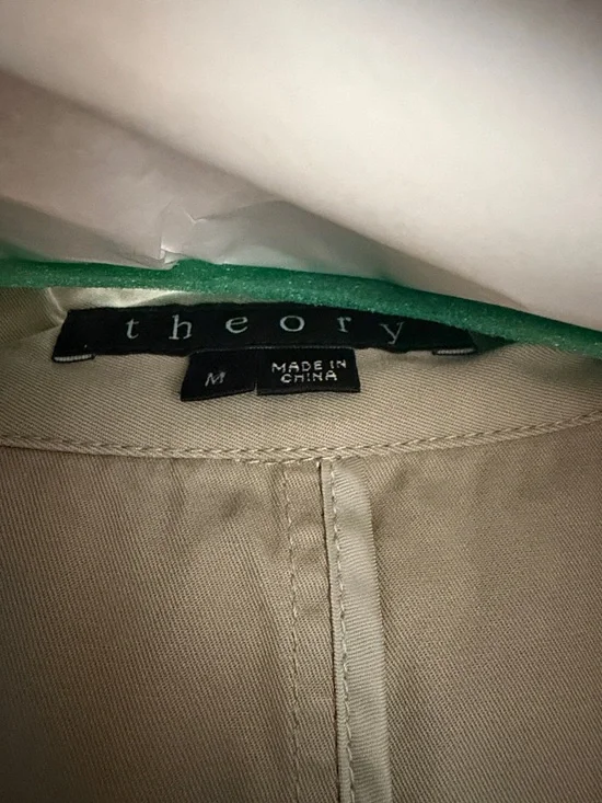 Theory Beige Double-Breasted Trench Coat - Picture 2 of 4